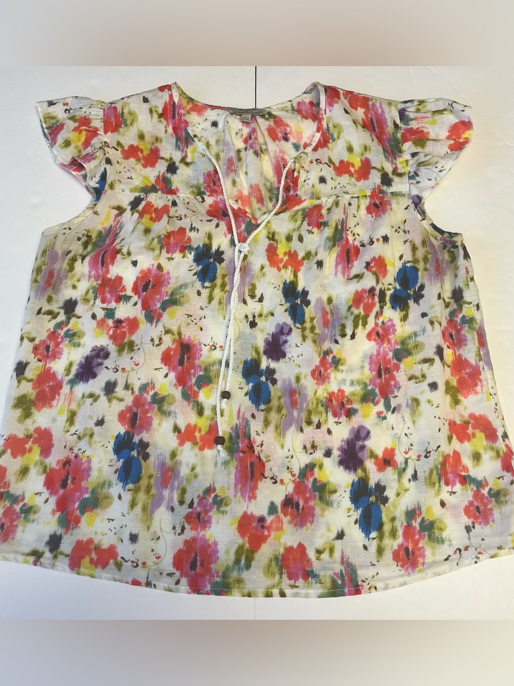 Floral Print Tie-Front Blouse - White/Multi - Picture 3 of 11